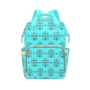 Dakota Damask Turquoise Multi-Function Diaper Backpack/Diaper Bag