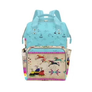 Horses Running Sky Multi-Function Diaper Backpack/Diaper Bag