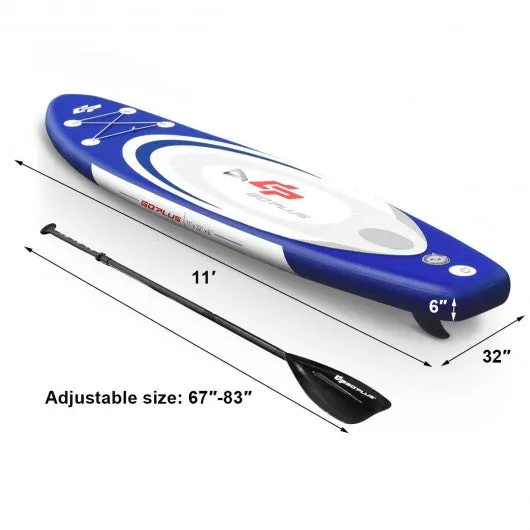 11' Adjustable Inflatable Stand up Paddle SUP Surfboard with Bag