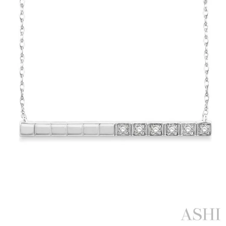 1/20 ctw Round Cut Diamond Bar Pendant With Chain in 10K White Gold