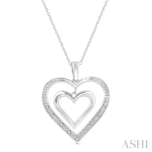 1/50 ctw Twin Heart Round Cut Diamond Pendant With Chain in Silver