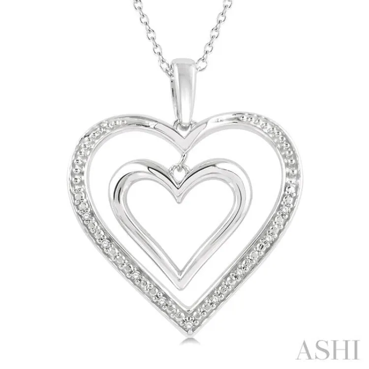 1/50 Ctw Twin Heart Round Cut Diamond Pendant With Chain in Sterling Silver