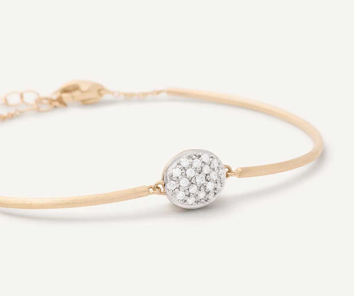 18K Yellow Gold Semi-Rigid Bracelet With Diamonds