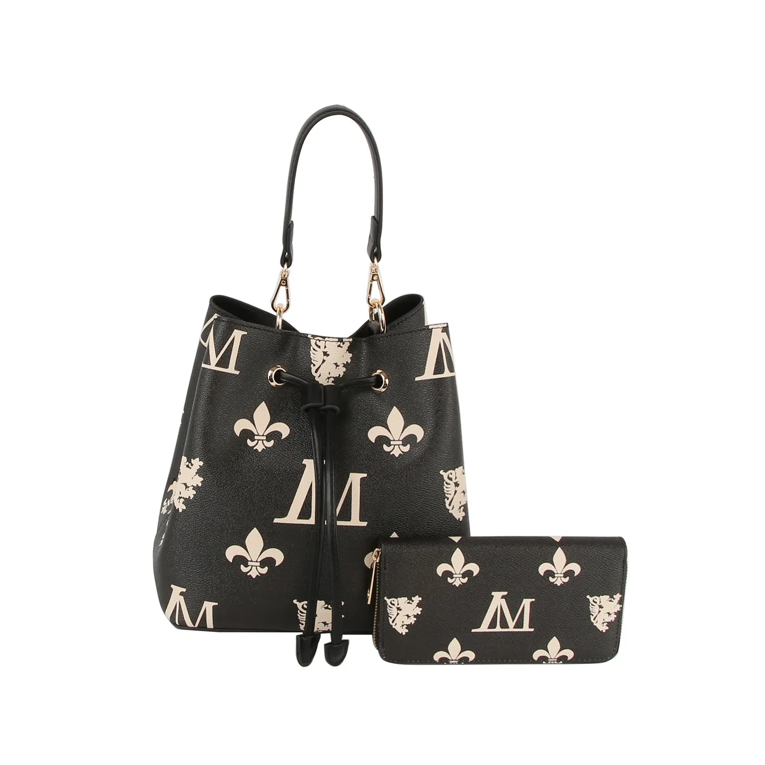 2 in 1 medium monogram bucket bag with matching purse