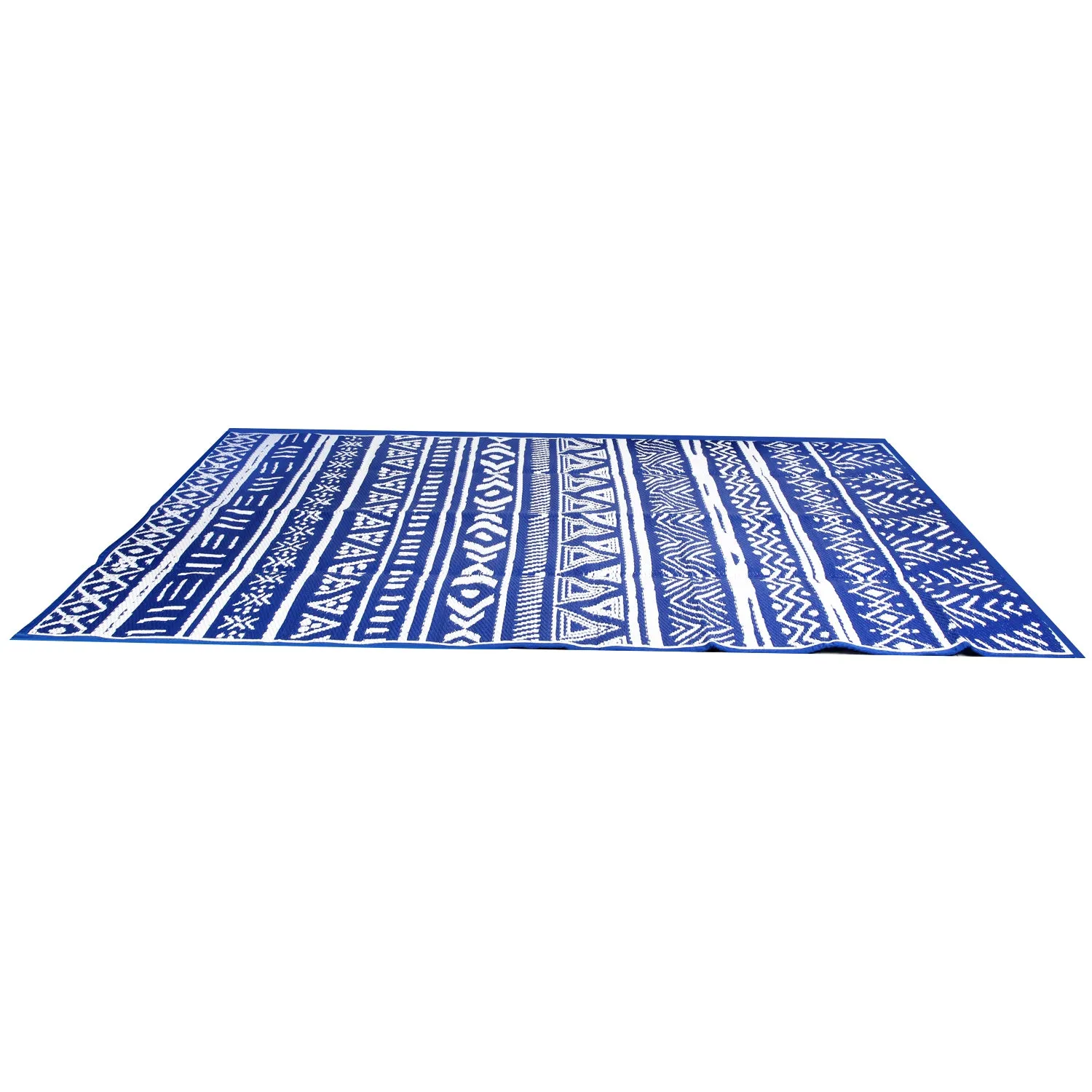 4.98x8FT Reversible Outdoor Rug Waterproof Mat with Storage Bag Portable Plastic Carpet Indoor Outdoor Activity for Picnic Patio Deck RV Trip Blue & W