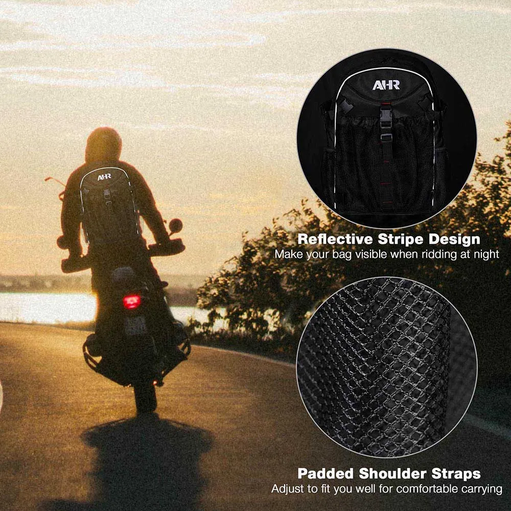 AHR Motorcycle Backpack with Large Capacity Helmet Baseball Storage