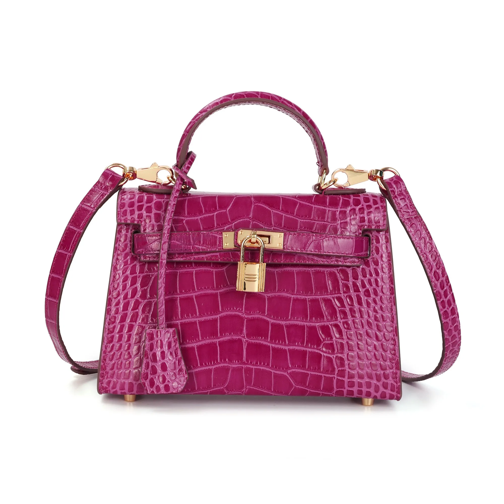 Alligator Embossed Leather Crossbody/Shoulder Bag