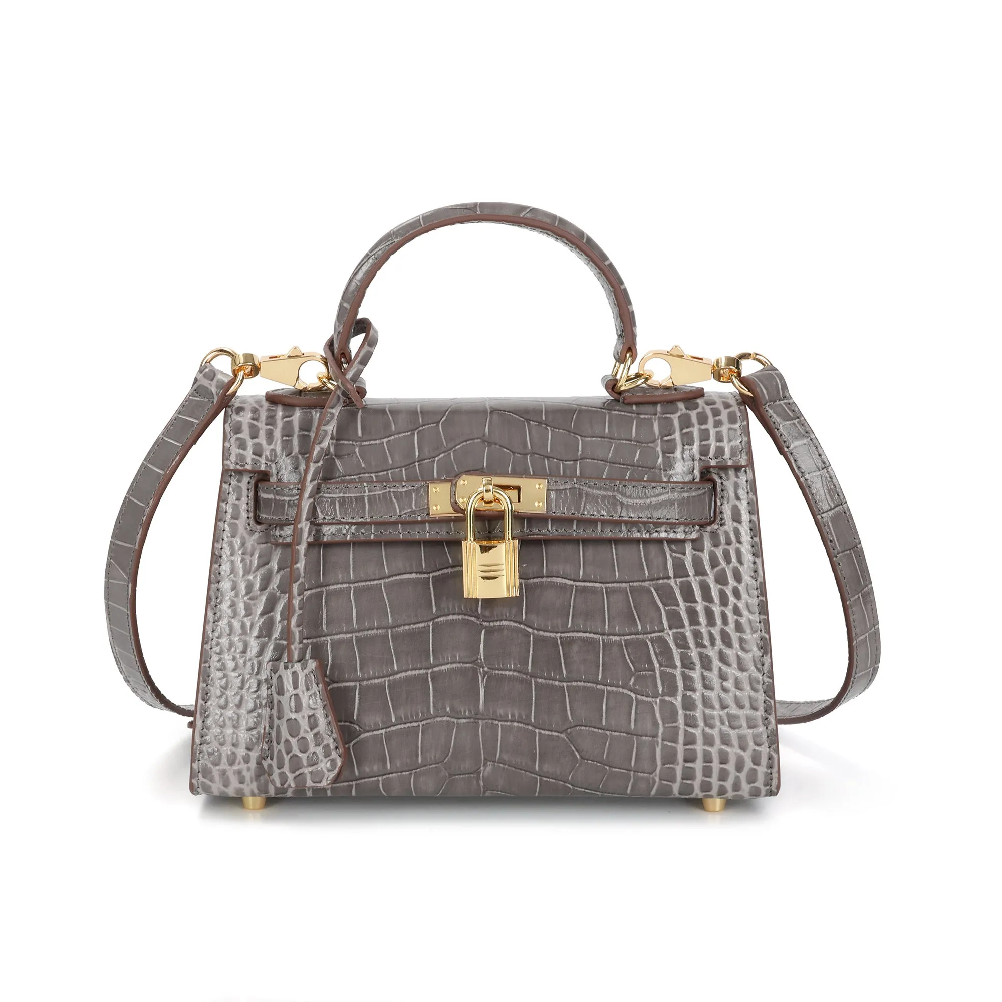 Alligator Embossed Leather Crossbody/Shoulder Bag