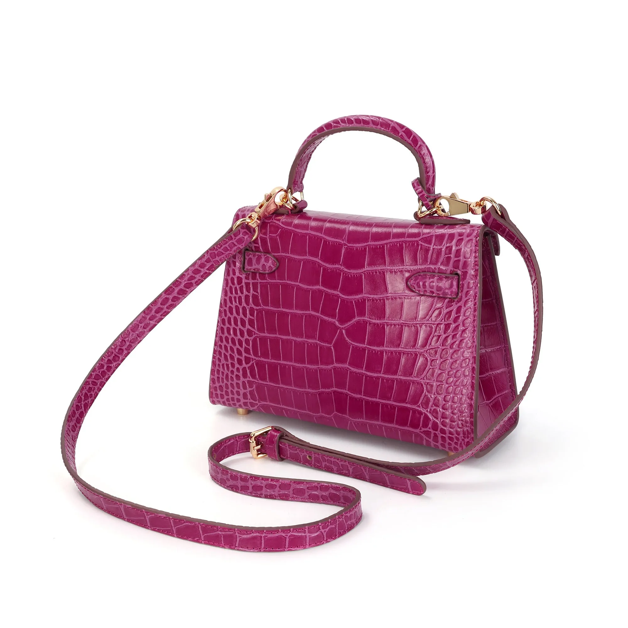 Alligator Embossed Leather Crossbody/Shoulder Bag