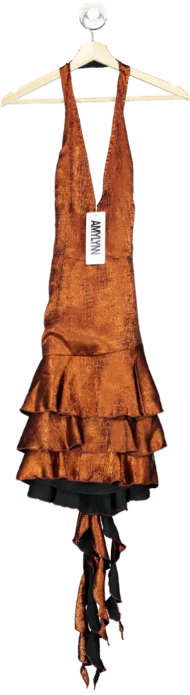 AMYLYNN Copper Metallic Ruffle Dress UK 8