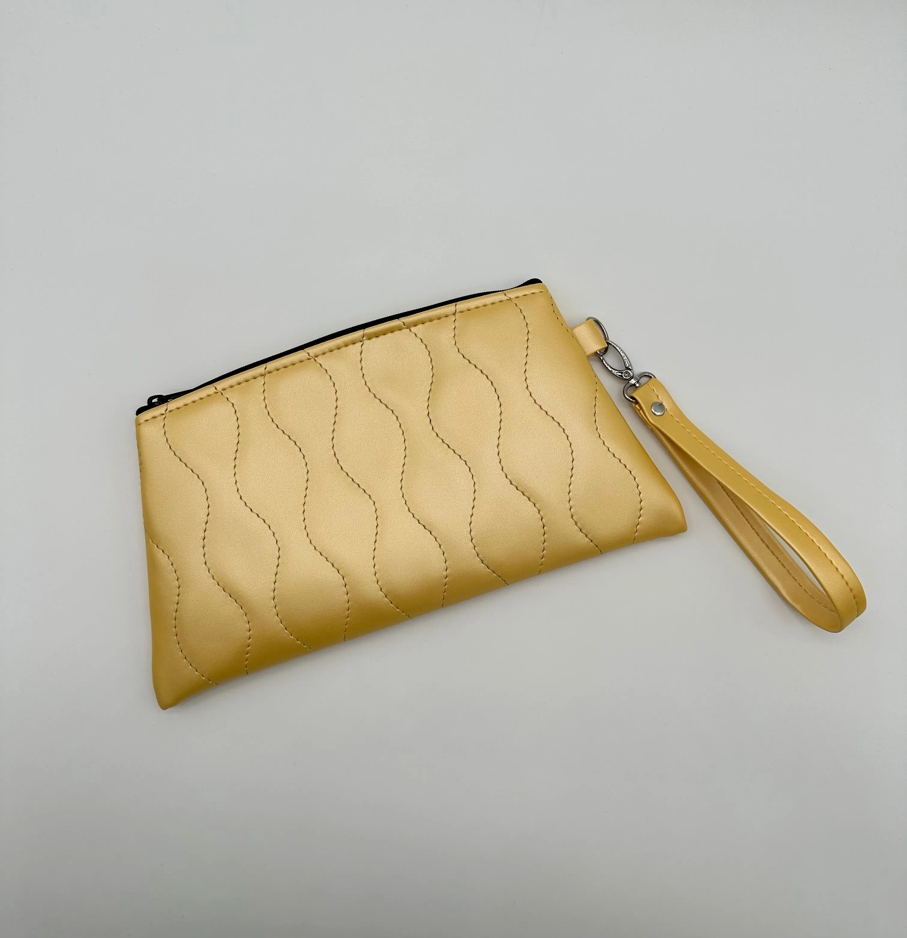 Angled Wristlet - Yellow Pearl - Wavy Pleats