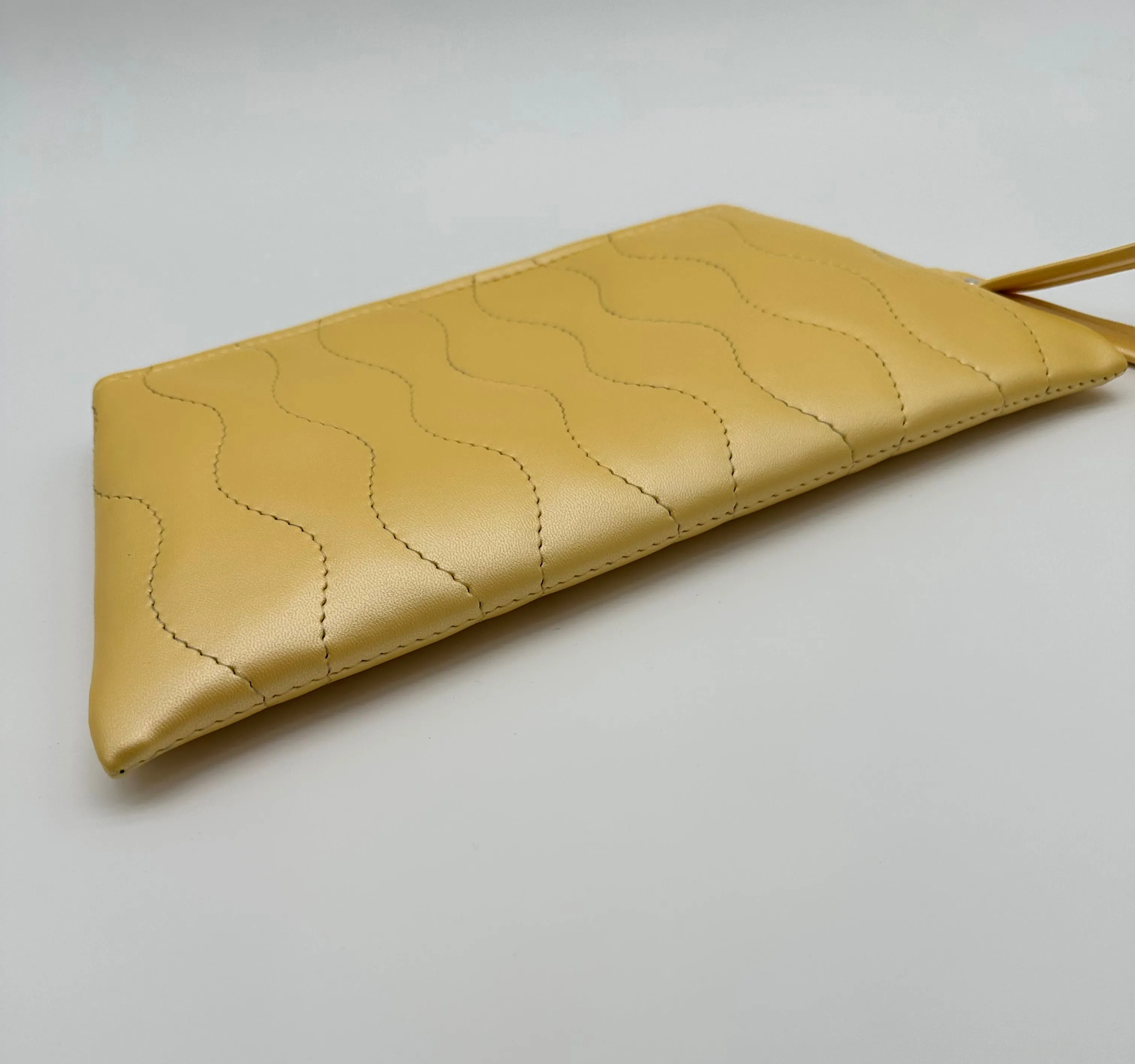 Angled Wristlet - Yellow Pearl - Wavy Pleats