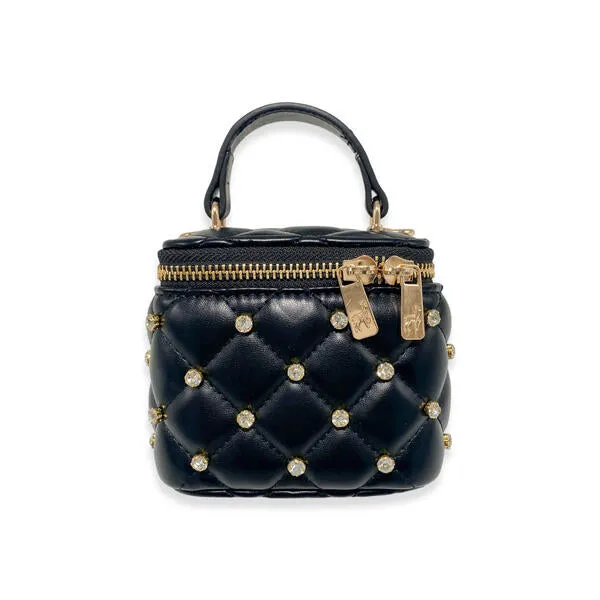 Black Embellished Vanity Quilted Purse