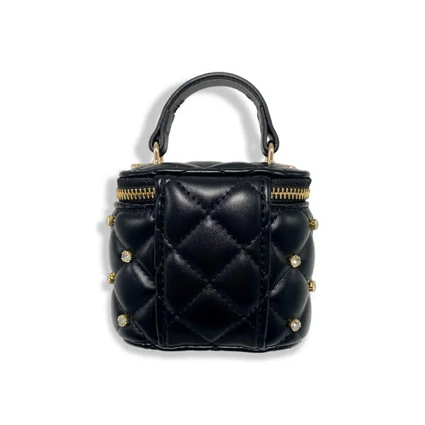 Black Embellished Vanity Quilted Purse