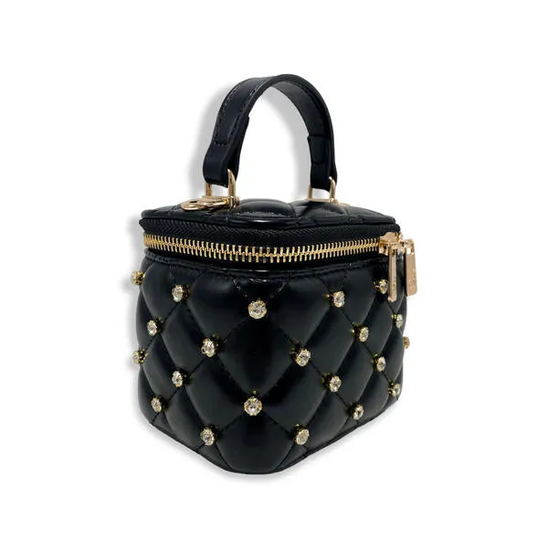 Black Embellished Vanity Quilted Purse