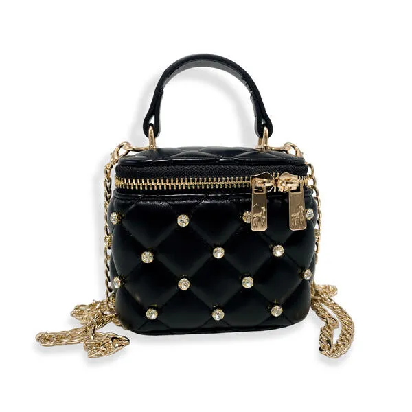 Black Embellished Vanity Quilted Purse