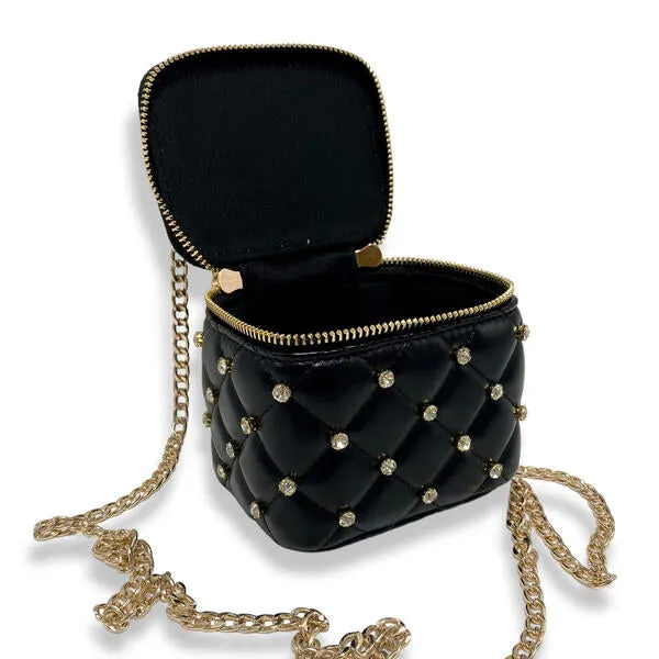 Black Embellished Vanity Quilted Purse