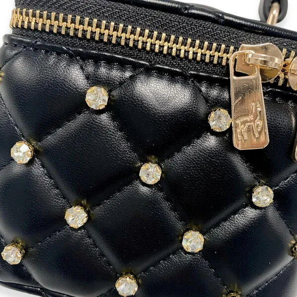 Black Embellished Vanity Quilted Purse