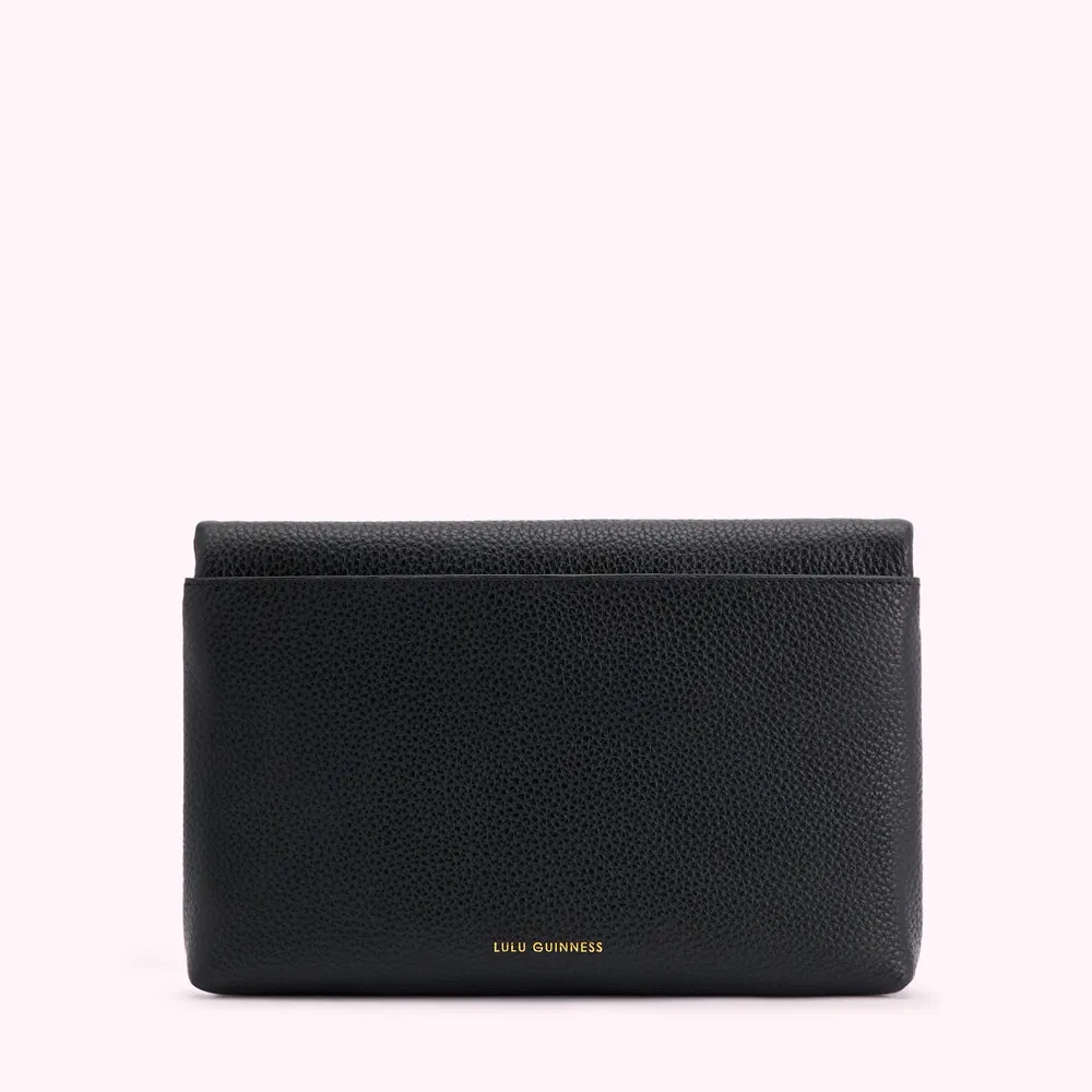 BLACK LEATHER ISSY CLUTCH BAG