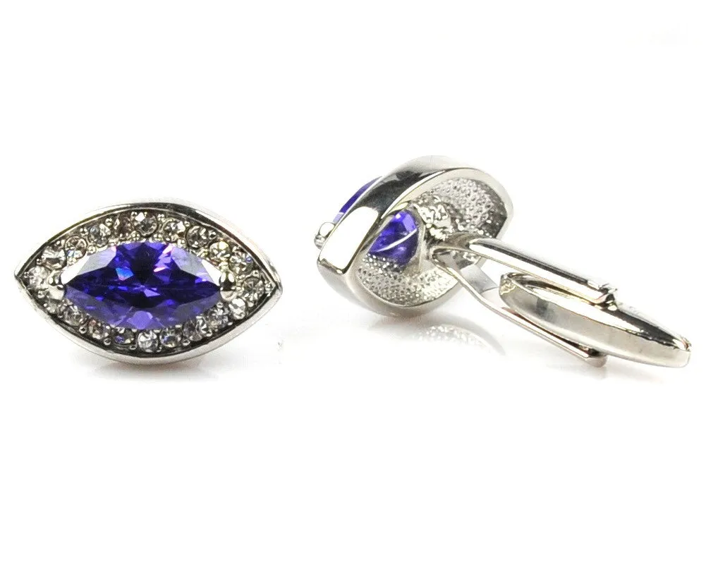 BLUE CRYSTAL CUFFLINKS