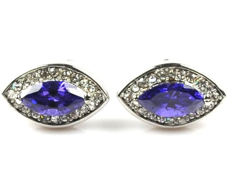 BLUE CRYSTAL CUFFLINKS