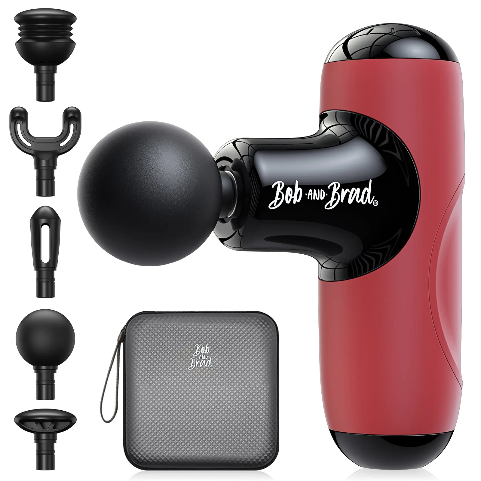 Bob & Brad Q2 Red Mini Massage Gun Deep Tissue Percussion Massager Portable Rechargeable Ideal Gift