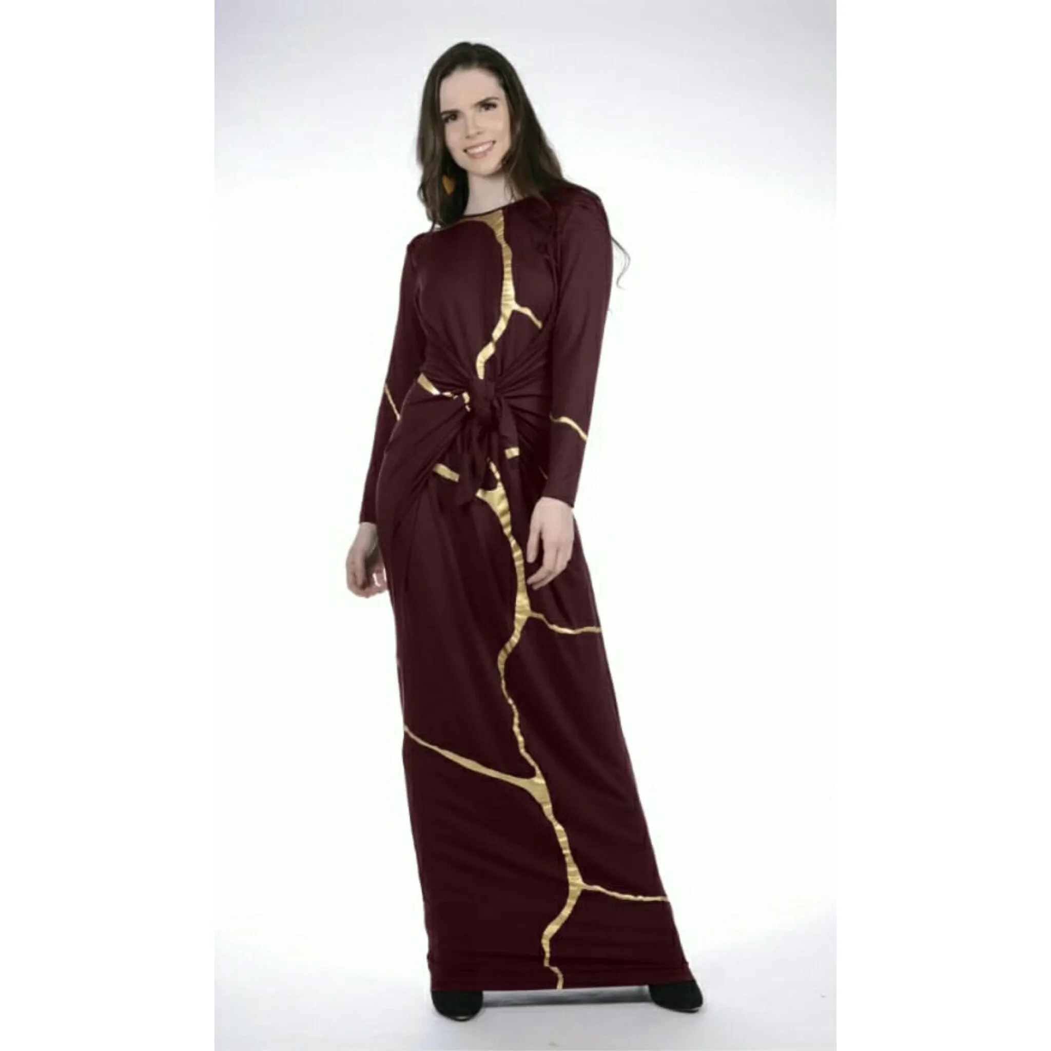 Boho Maxi: Burgundy/Gold