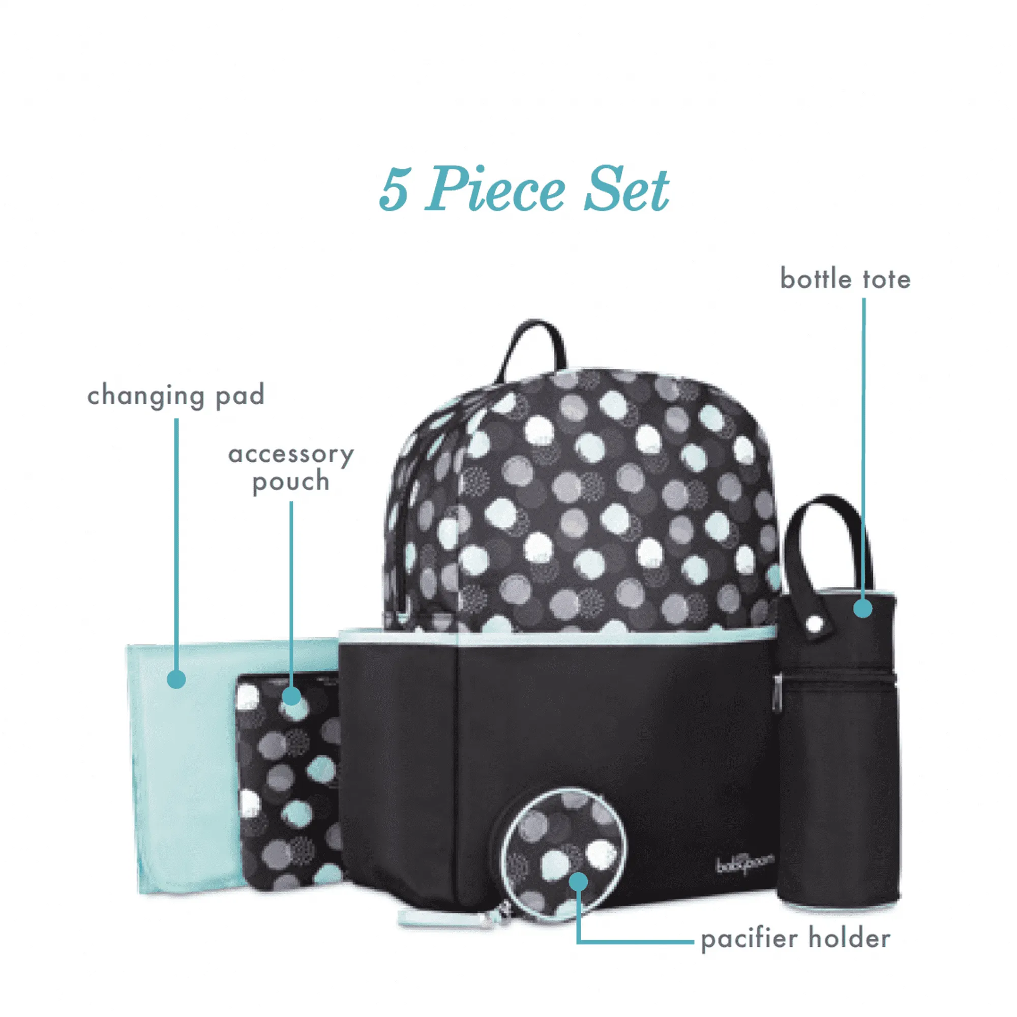 Boom Mochi 5 Piece Diaper Bag Set