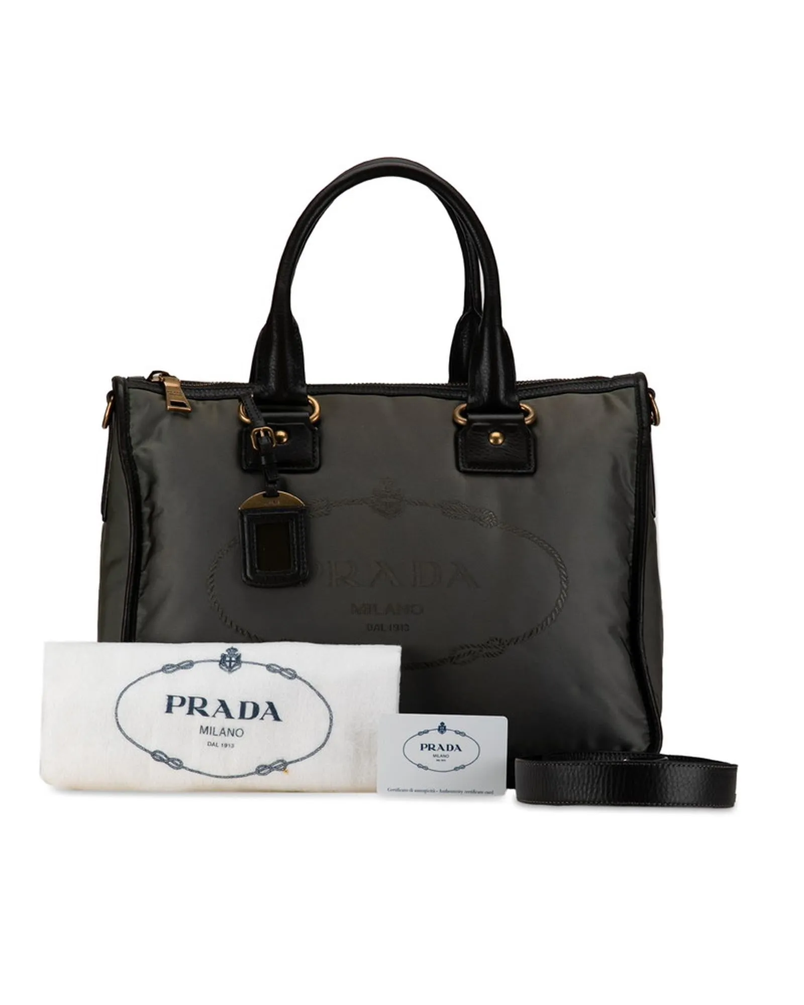 Bronze Prada Logo Handbag in AB Condition