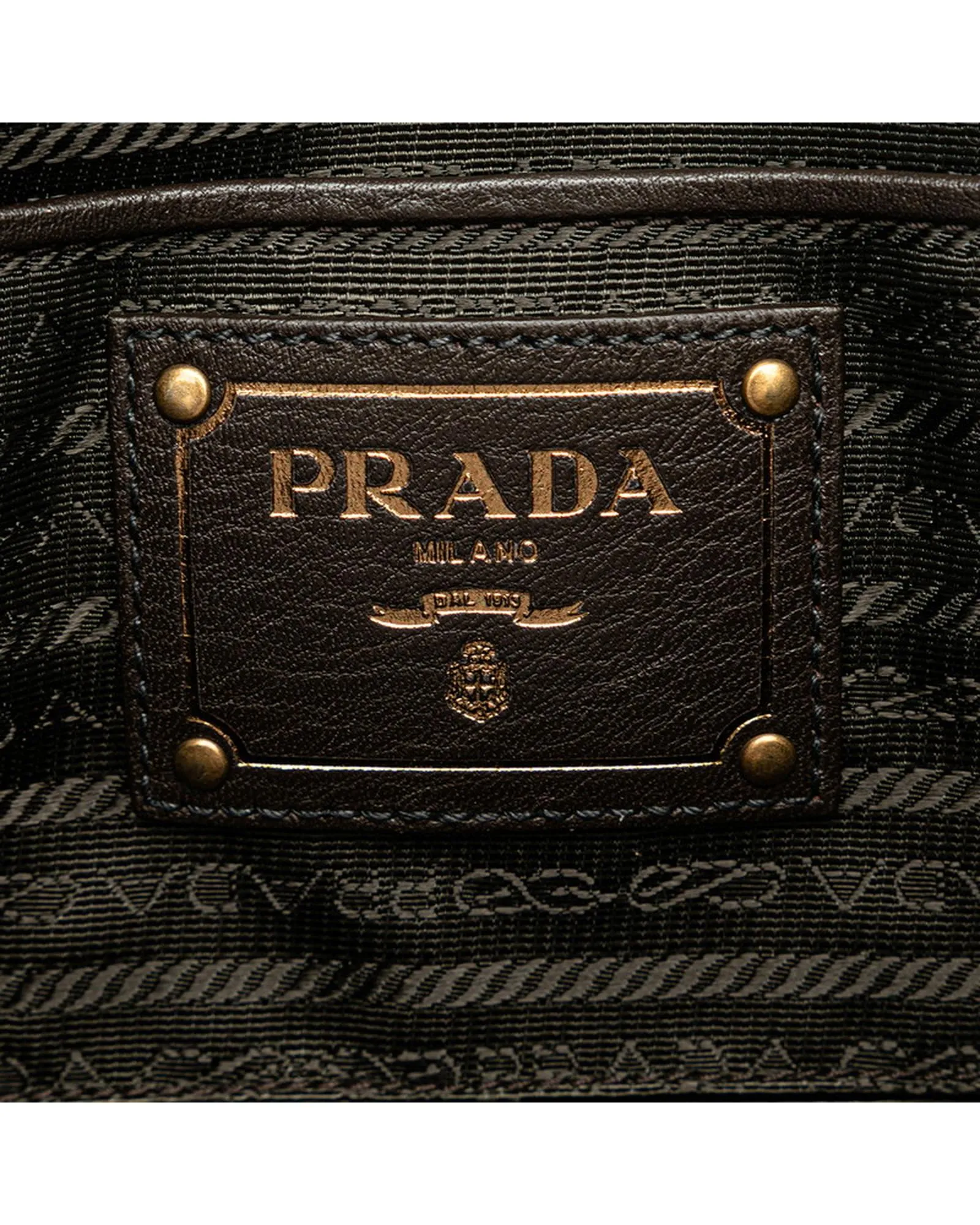 Bronze Prada Logo Handbag in AB Condition