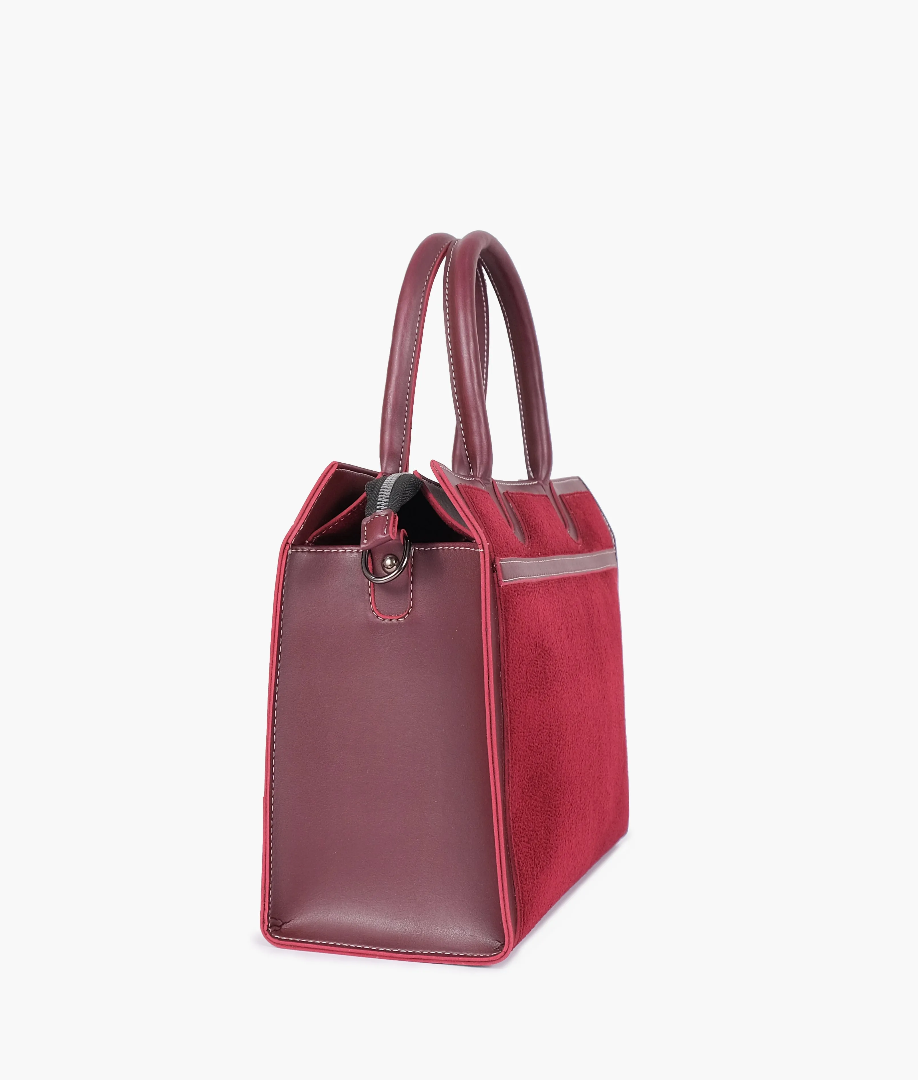 Burgundy suede vintage handbag