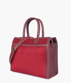 Burgundy suede vintage handbag