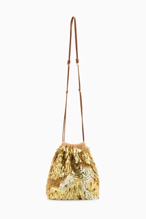 Celeste Paillette Drawstring Bag - Gilt