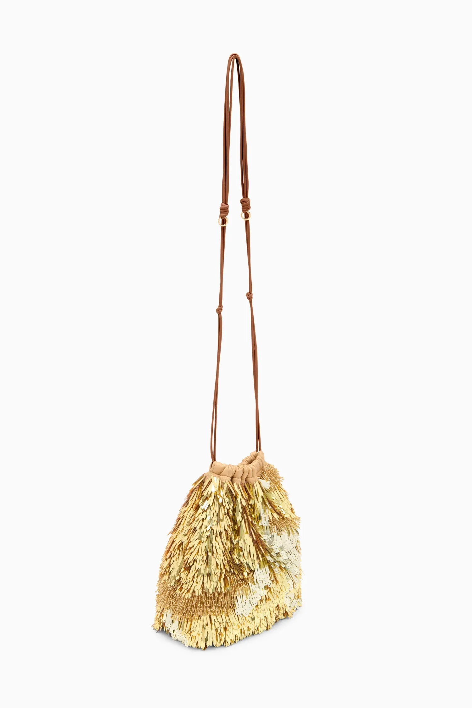 Celeste Paillette Drawstring Bag - Gilt