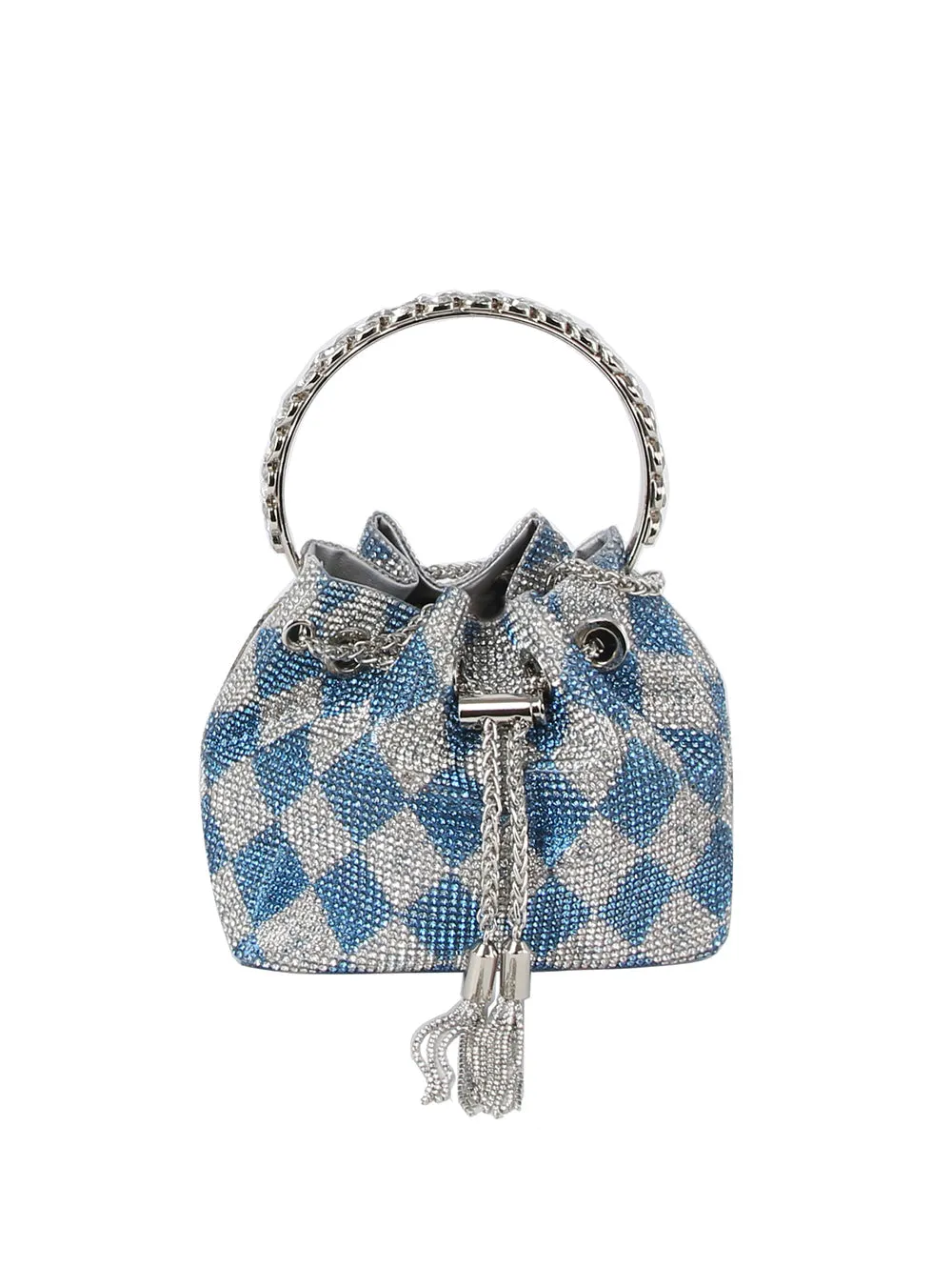 Checkered pattern rhinestone covered petite Evening Bag