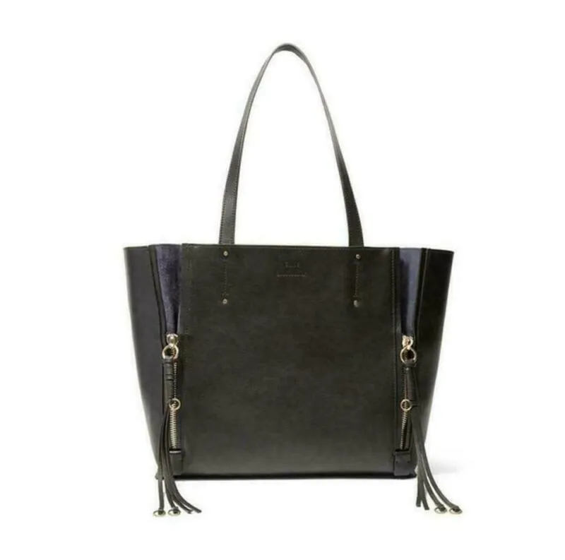 Chloé Milo Medium Suede Black Leather Tote