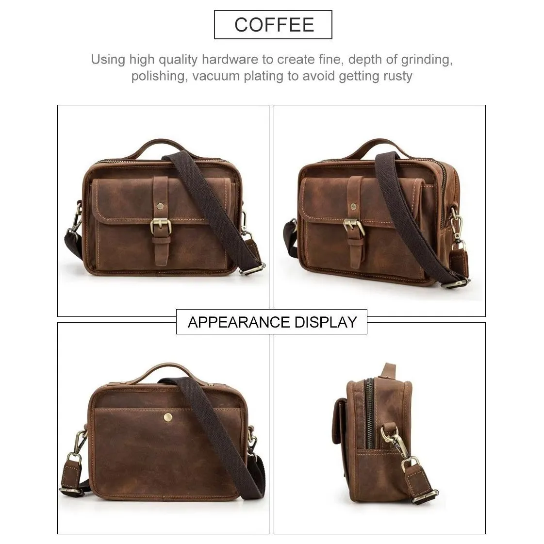 CowLuxe Elegant Leather Men's Compact Handbag