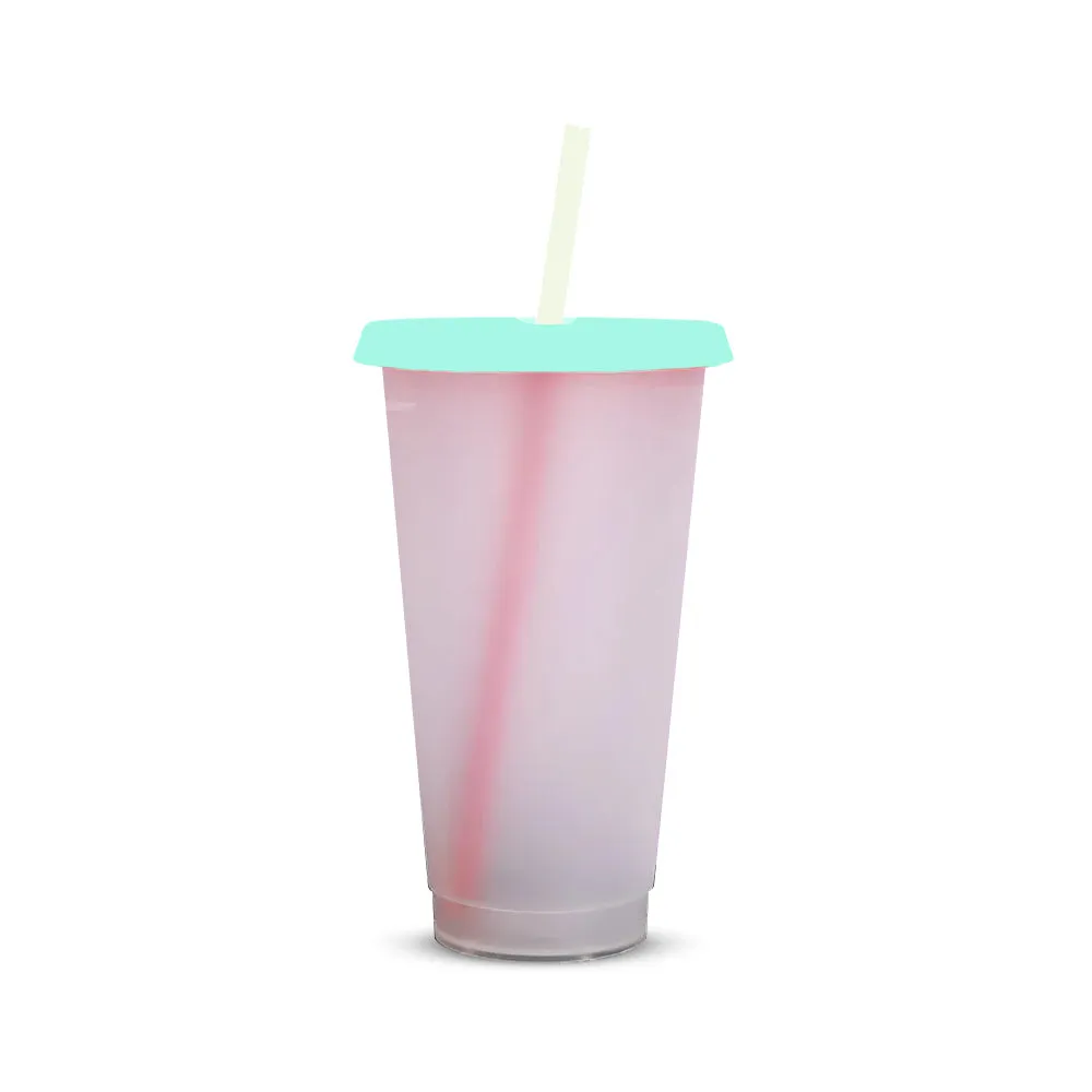 Custom 24OZ Tumbler Clear Reusable Plastic Cups With Lid And Straw