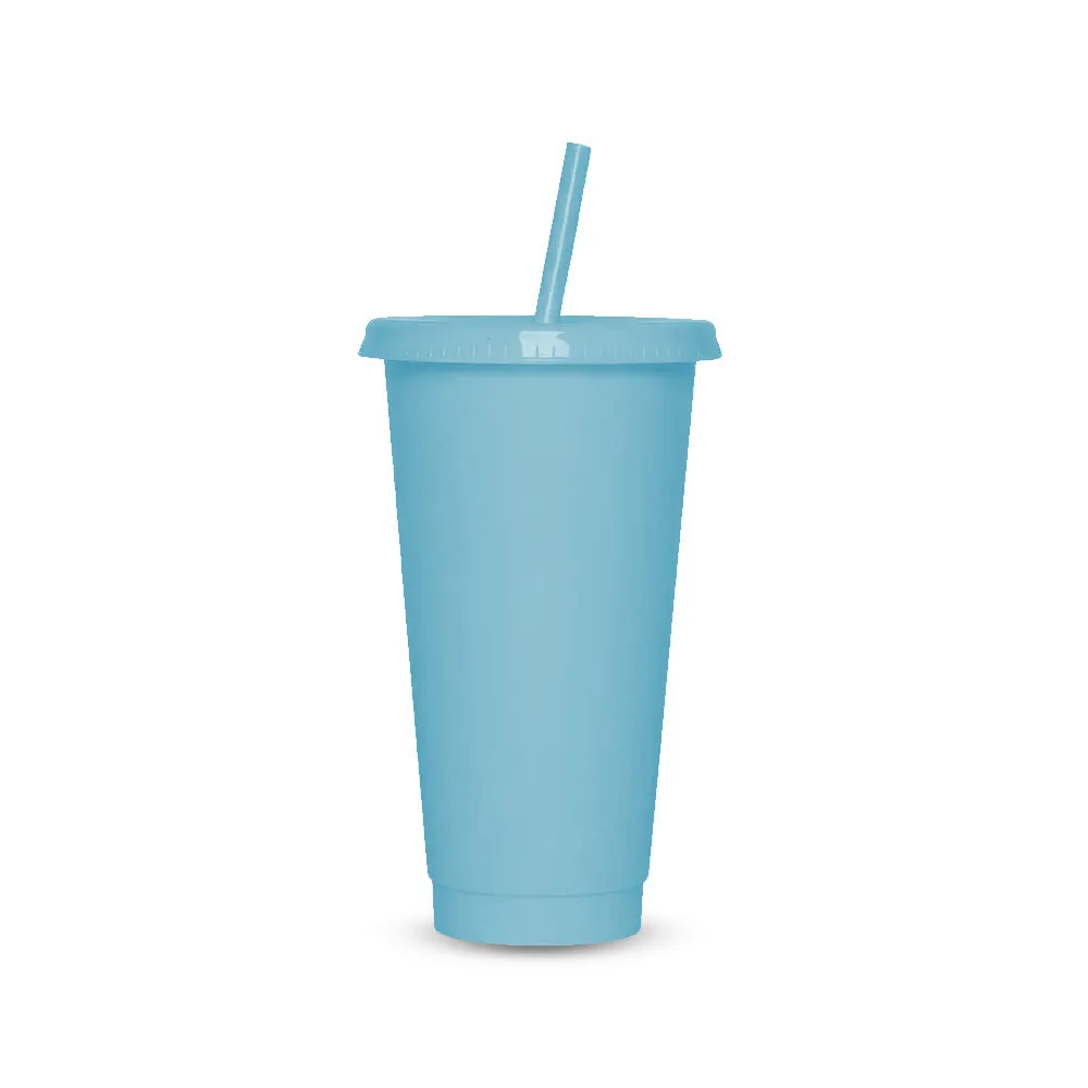 Custom 24OZ Tumbler Clear Reusable Plastic Cups With Lid And Straw