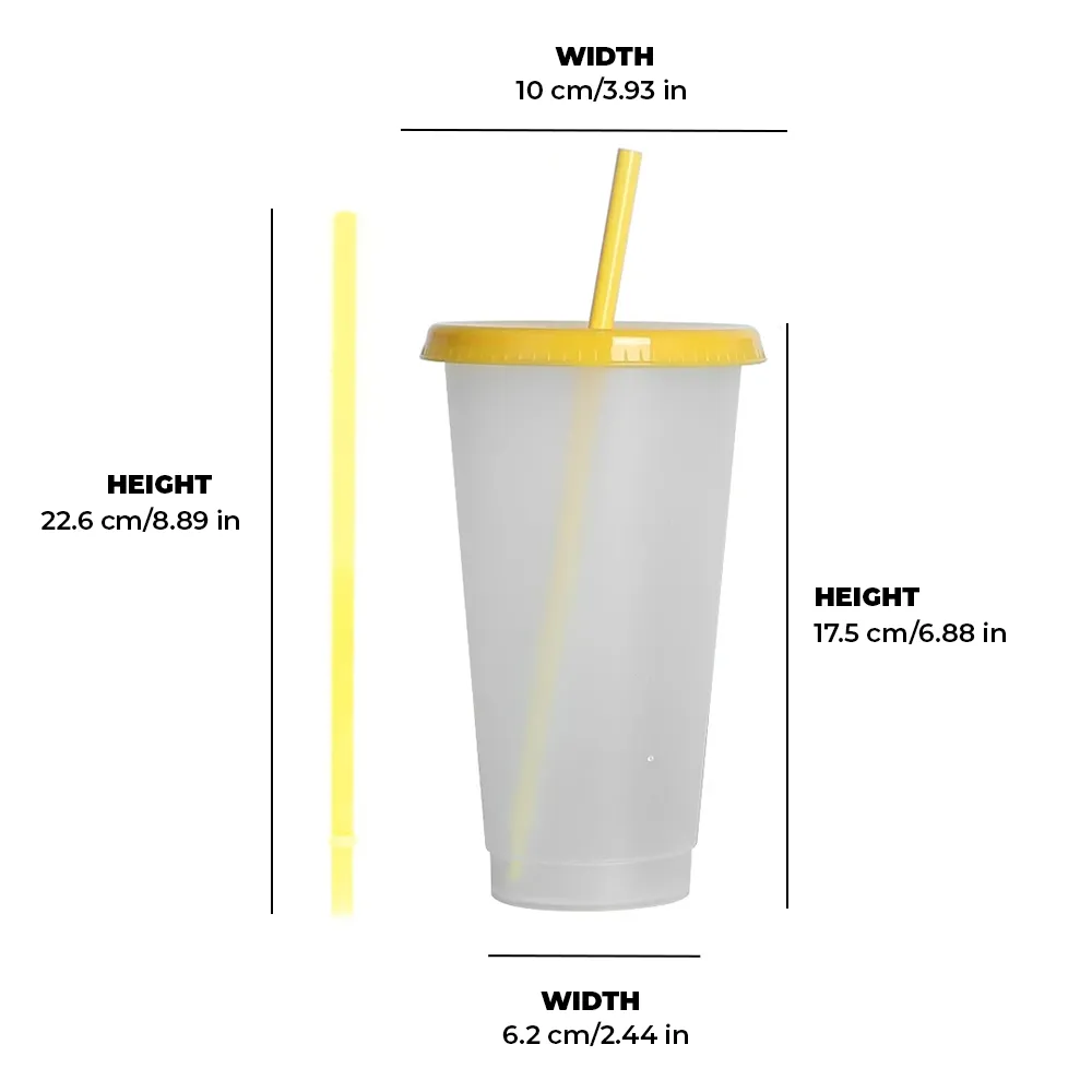 Custom 24OZ Tumbler Clear Reusable Plastic Cups With Lid And Straw