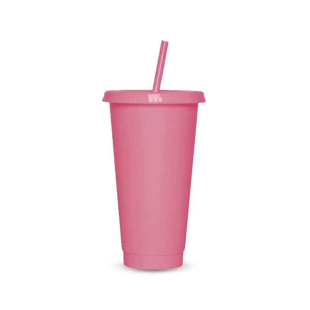 Custom 24OZ Tumbler Clear Reusable Plastic Cups With Lid And Straw