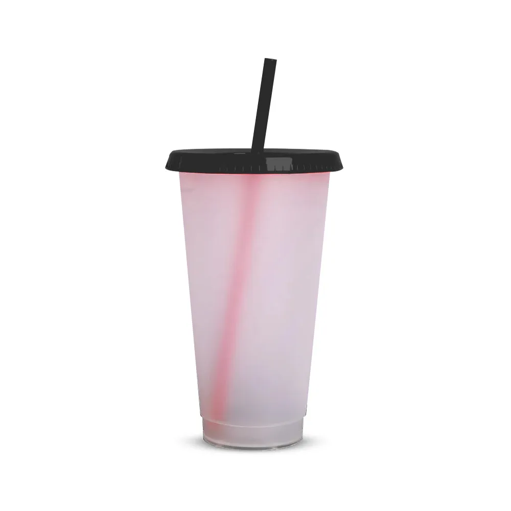 Custom 24OZ Tumbler Clear Reusable Plastic Cups With Lid And Straw