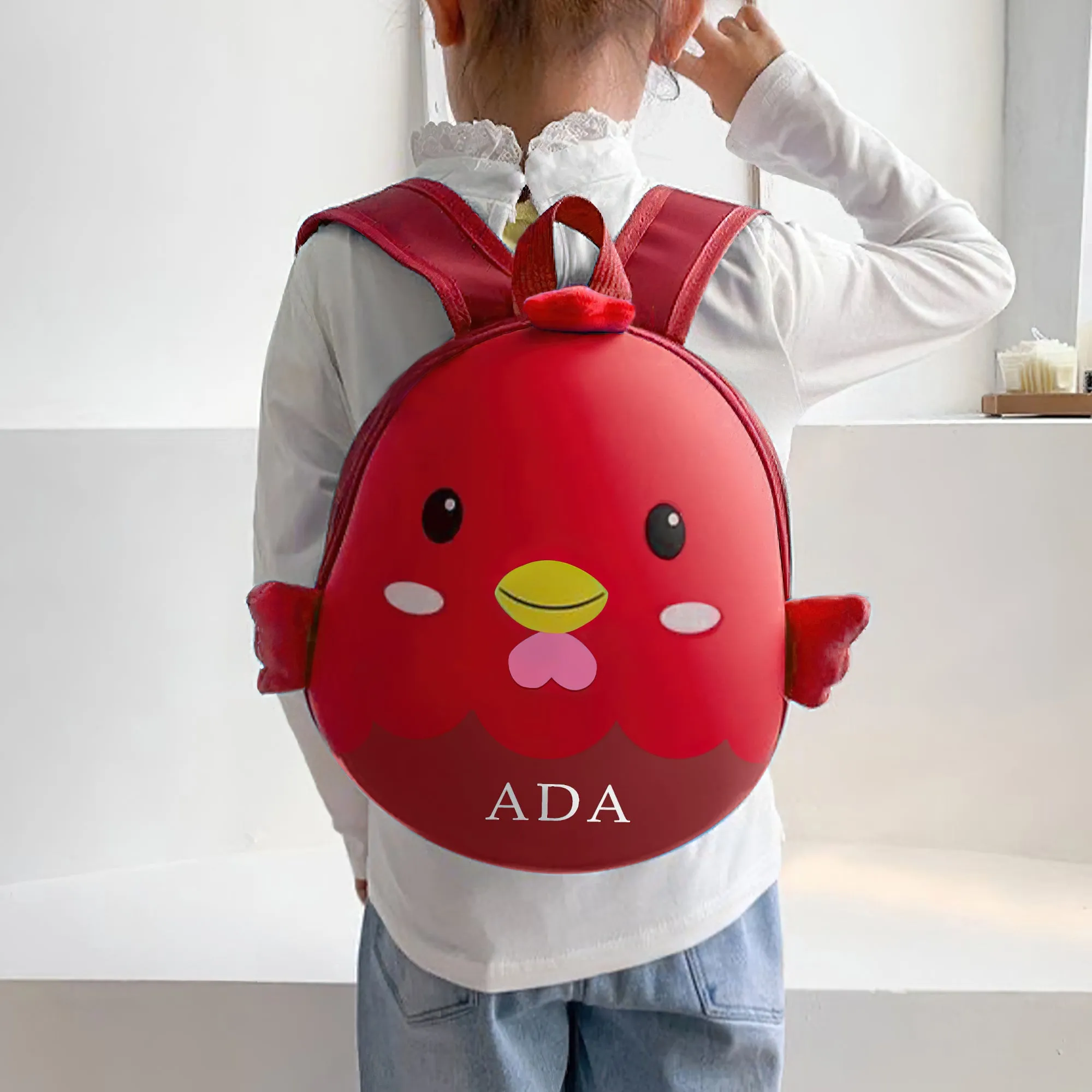 Custom Cartoon Backpack Toddler Backpack Chicken Shape Bag For Kids Engraved