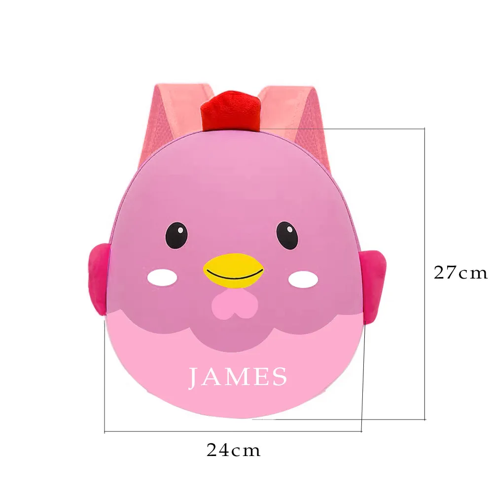 Custom Cartoon Backpack Toddler Backpack Chicken Shape Bag For Kids Engraved