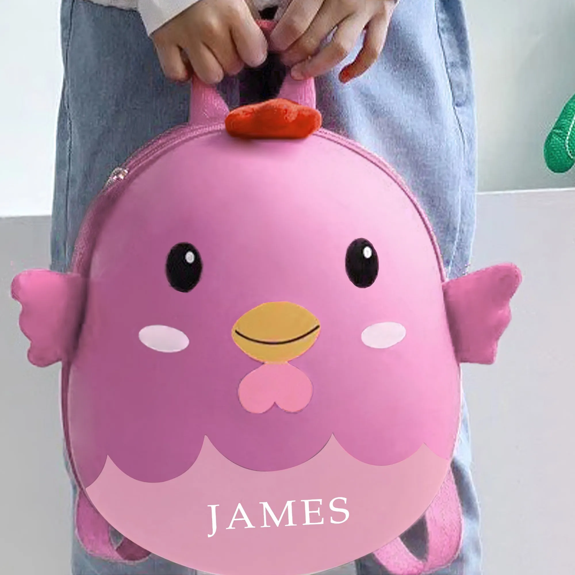 Custom Cartoon Backpack Toddler Backpack Chicken Shape Bag For Kids Engraved