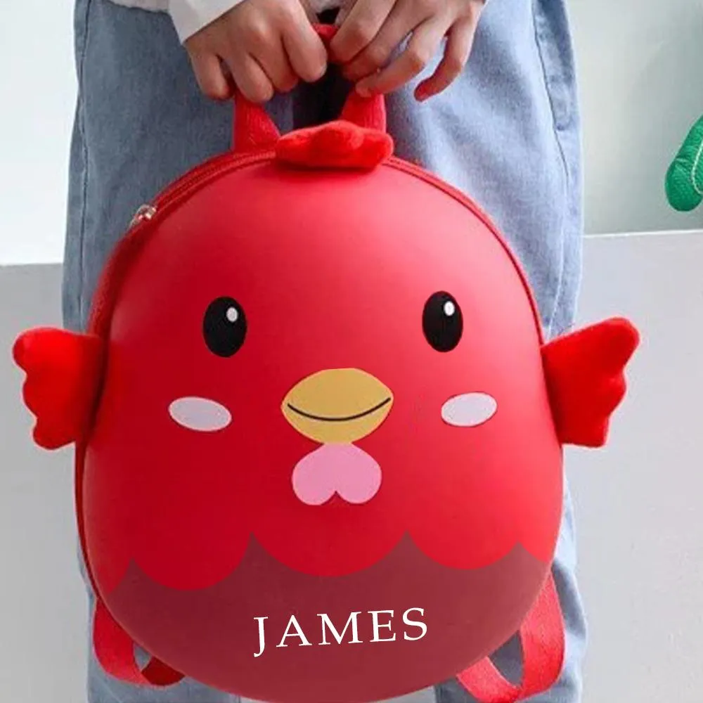 Custom Cartoon Backpack Toddler Backpack Chicken Shape Bag For Kids Engraved