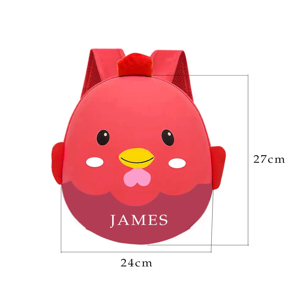 Custom Cartoon Backpack Toddler Backpack Chicken Shape Bag For Kids Engraved