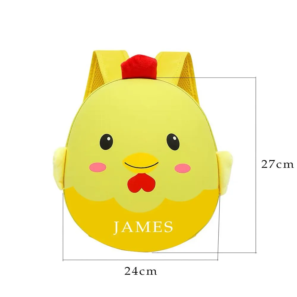 Custom Cartoon Backpack Toddler Backpack Chicken Shape Bag For Kids Engraved