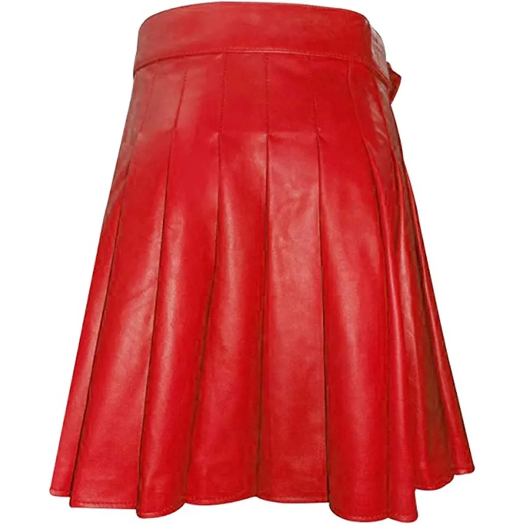 Customized Leather Utility Kilt Classic Red