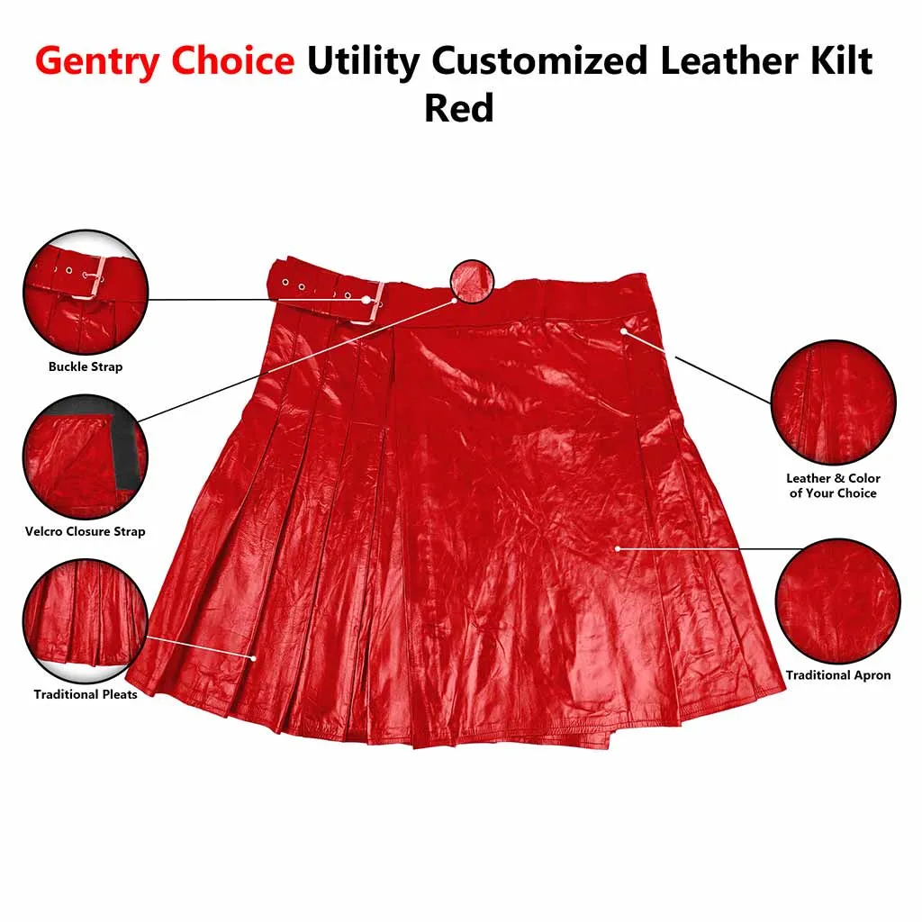 Customized Leather Utility Kilt Classic Red